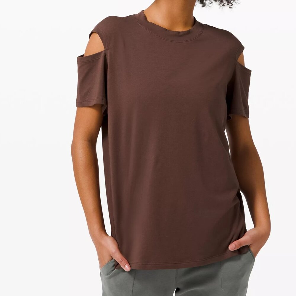 LA All Yours Cut-Out Short Sleeve Tee - Brown - Size 10 NEW WITH TAGS